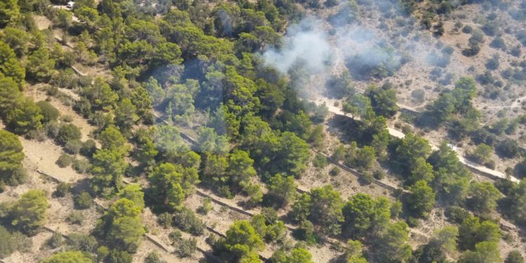 Imagen aérea del incendio, facilitada por el Ibanat