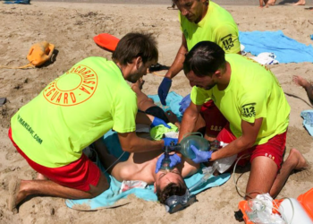 Simulacro en la zona de Cala Gració. Foto: Ayuntamiento de Sant Antoni.
