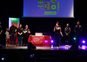 La Colla de Portmany dalt l'escenari de Can Ventosa durant la gala d'"Eivissa Bits". Imatge cedida per Plataforma per la Llengua.