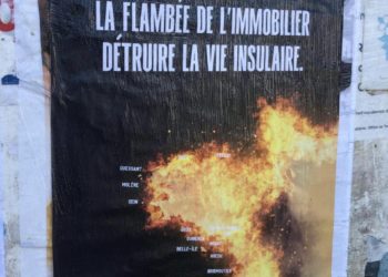 Cartel repartido este verano por el colectivo Les Enfants de la Tempête contra la situación de la vivienda en la isla.