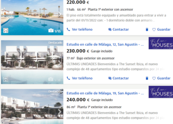 Anuncios de Idealista en los que aparecen viviendas en venta por debajo de 270.000 euros en Ibiza.