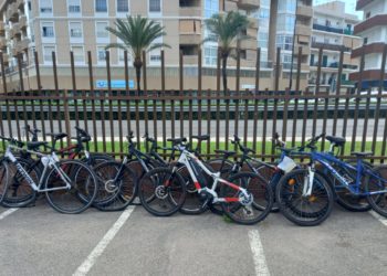 Imagen facilitada por la Policía Nacional de las bicicletas recuperadas.
