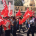 Imagen de archivo de una manifestación del 1 de Mayo en Eivissa, con banderas y carteles de UGT y de CCOO. Foto: Bea Roselló.