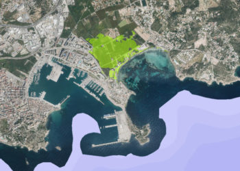 En verde, la zona del municipio de Ibiza que los expertos pronostican que estará inundada antes del final del siglo