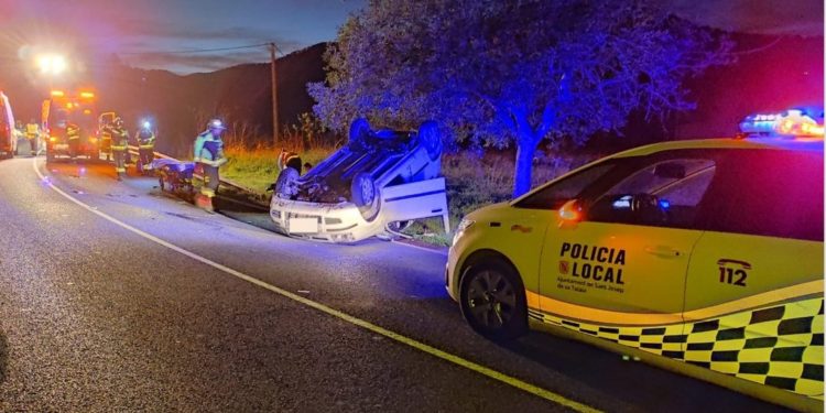 Imagen del accidente de las redes sociales de la Policía Local de Sant Josep