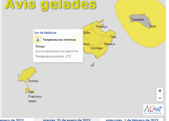 Aviso de heladas que acaba de lanzar la AEMET con esta infografía.