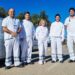 Parte del equipo de la UHD: de izquierda a derecha, el doctor Mario García Lezcano; Francisco Javier Tapia Vives, enfermero; Silvia Espasa Sandalinas, enfermera; la doctora Paula Martínez Sancho; el doctor Julen Landín, y Ana Herguedas Vaquerizo, enfermera.