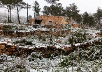 Nieve, hoy, en Sant Joan de Labritja.