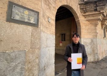 Ivan Solivellas, delegat de Plataforma per la Llengua a les Illes Balears, davant del Tribunal Superior de Justícia de les Illes Balears aquest divendres al matí. FOTO: Plataforma per la llengua