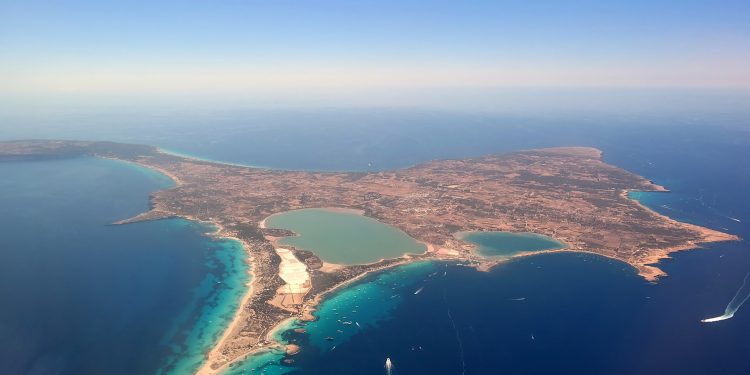 Aerial view of Formentera. Island near Ibiza.