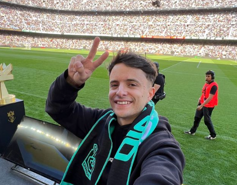 El ibicenco Adri Moreno en el Camp Nou en una imagen compartida en sus redes sociales.
