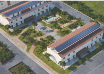 Proyección de cómo será la Escuela de Turismo y la Residencia de Estudiantes.