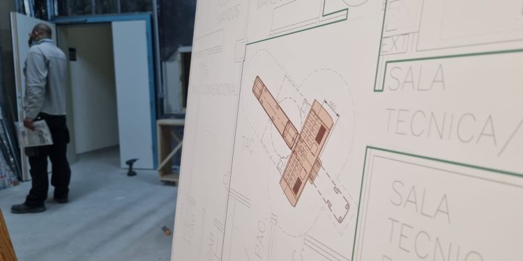 Las obras y el plano de la instalación del nuevo TAC en el Hospital Can Misses.