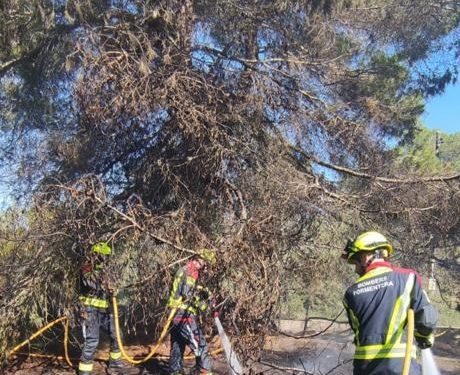 Bomberos actuando en la zona. Foto Consell de Formentera