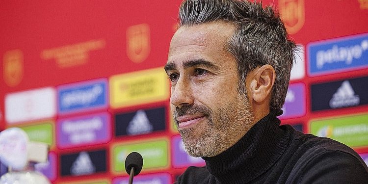 Jorge Vilda, seleccionador, en rueda de prensa.