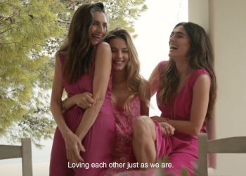 Ángela Molina con sus hijas María y Olivia en el spot de la marca Hoss Intropía