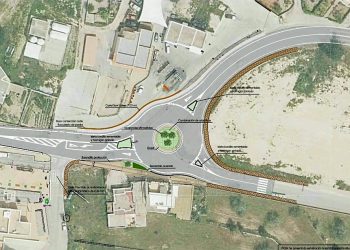 Proyección de cómo será la nueva rotonda de entrada al núcleo urbano de Sant Josep.