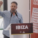 Santiago Abascal, en un momento de su mitin en Ibiza este domingo. Foto: @vox_es