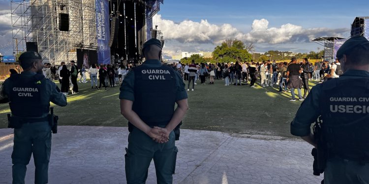 Una imagen de los agentes velando por la seguridad en el marco del Mallorca Live Festival