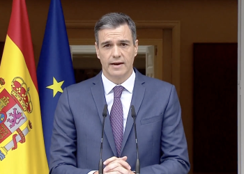 Sánchez en el anuncio de elecciones generales de hoy