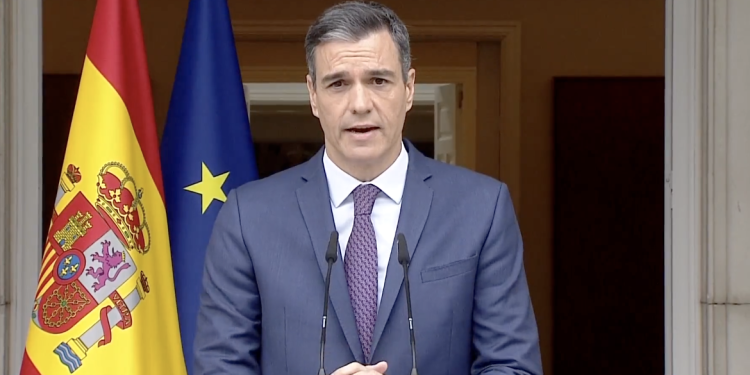 Sánchez en el anuncio de elecciones generales de hoy