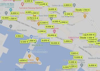 Imagen del mapa de Idealista con precios mensuales de alquiler a día de hoy, 31 de mayo.
