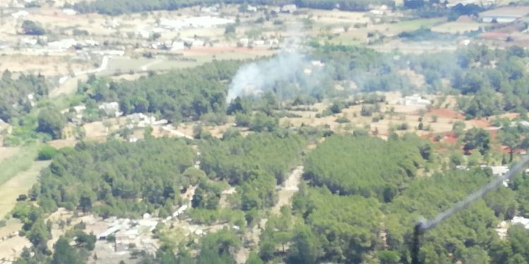 Vista aérea del incendio. Imagen Ibanat