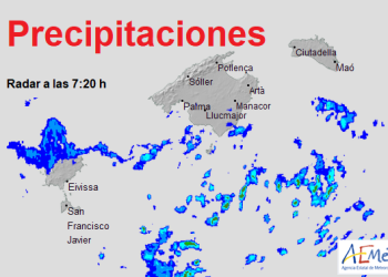 Imagen del radar de la Aemet de las precipitaciones en las últimas horas.