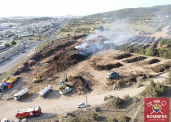 Vista de dron de la zona hoy. Fotos Bombers d'Eivissa