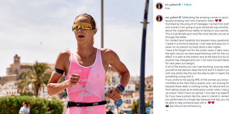 La icónica imagen de la deportista Emma Pallant corriendo en Ibiza. Foto: @professionaltriathletesorg  vía IG @em_pallant