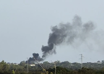 Humareda del incendio declarado ayer por la tarde en Formentera.