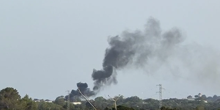 Humareda del incendio declarado ayer por la tarde en Formentera.