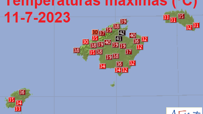 Temperaturas máximas de ayer. Aemet