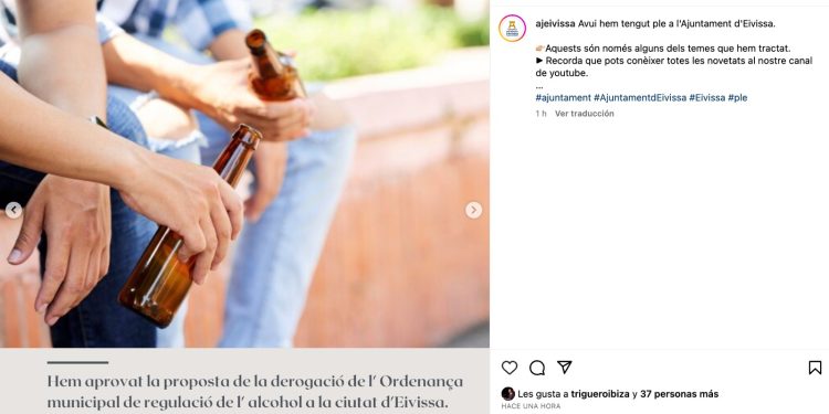 Pantallazo del Instagram del Ayuntamiento de Ibiza