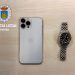 Móvil y Rolex que portaba el detenido y de los que no ha aportado prueba de ser de su propiedad. Foto Policía Local de Ibiza
