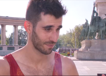Marc Tur, en Budapest, durante sus declaraciones en TVE.