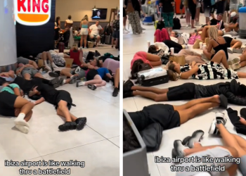 Imagen que este verano se viralizó debido a los retrasos en el Aeropuerto de Ibiza.
