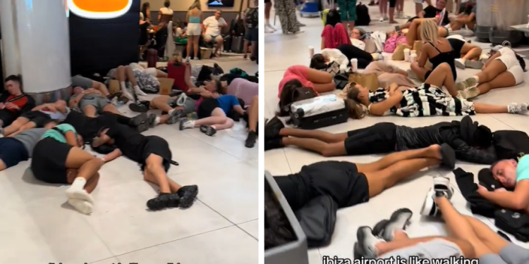 Imagen que este verano se viralizó debido a los retrasos en el Aeropuerto de Ibiza.