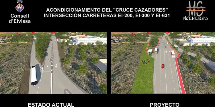 El antes y el después de cómo quedará el cruce de cazadores.