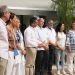 Los miembros del Ajuntament d'Eivissa, durante el minuto de silencio.