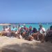 Usuaris de l'àrea de diversitat funcional del Centre de Dia de Formentera, durant la jornada destinada a repartir els cendrers. Foto: Consell Insular de Formentera