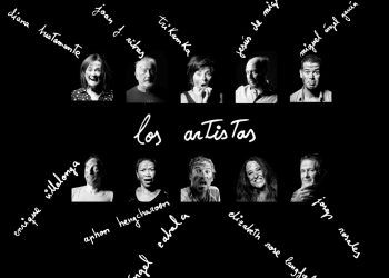 Cartel con las y los artistas que participan en esta muestra.