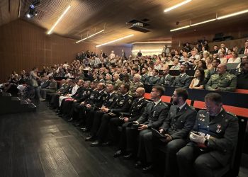 Los agentes en el acto que se ha celebrado hoy en Jesús