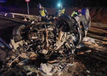 Estado en el que quedó uno de los dos coches implicados. Foto: Bombers d'Eivissa