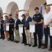 Alcaldes, concejales y jefes de Policía de los cinco ayuntamientos en la presentación. Foto: Ayuntamiento de Ibiza