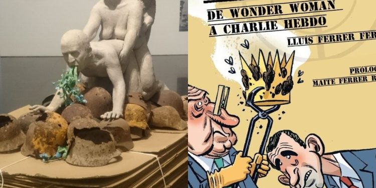 La escultura y la cubierta original de la revista El Jueves tienen al Rey Juan Carlos como motivo principal.