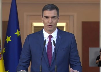 Pedro Sánchez durante una comparecencia.