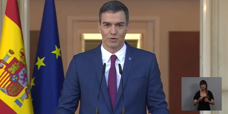 Pedro Sánchez durante una comparecencia.