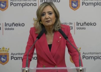 Cristina Ibarrola durante la comparecencia en la que dijo: "Nunca sería alcaldesa con los votos de EH Bildu. Jamás pase lo que pase. Nunca apoyaría a EH Bildu a cambio de nada. Pase lo que pase. Prefiero fregar escaleras". Imagen EITB