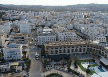 Imagen aérea de Sant Antoni desde un dron de la Policía Local.